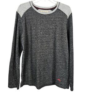 Tommy Bahama L Pullover Sweater Top Crewneck Gray Cotton Blend Casual Relax